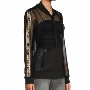 Karl Lagerfeld Black Mesh Jacket with Gold Lettering